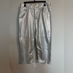 Universal thread high-rise, wide leg, silver metallic baggy jeans size. Size 8